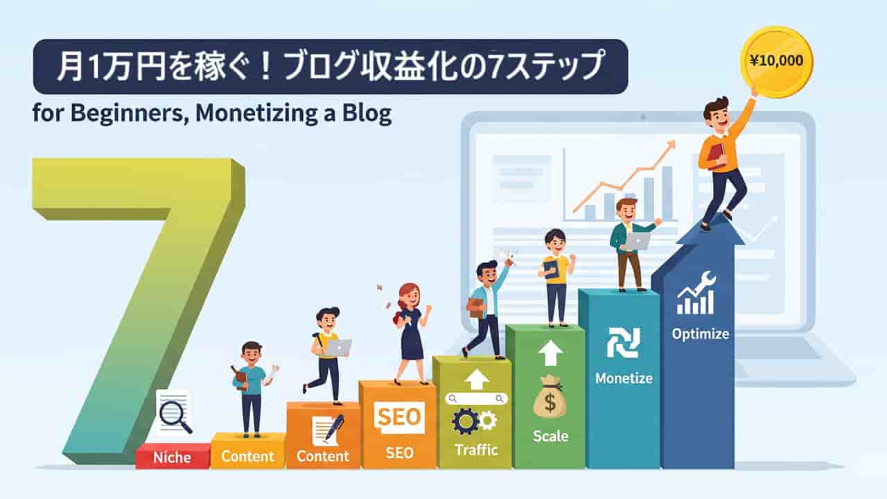 初心者でも月1万円を稼ぐ！ブログ収益化の7ステップ