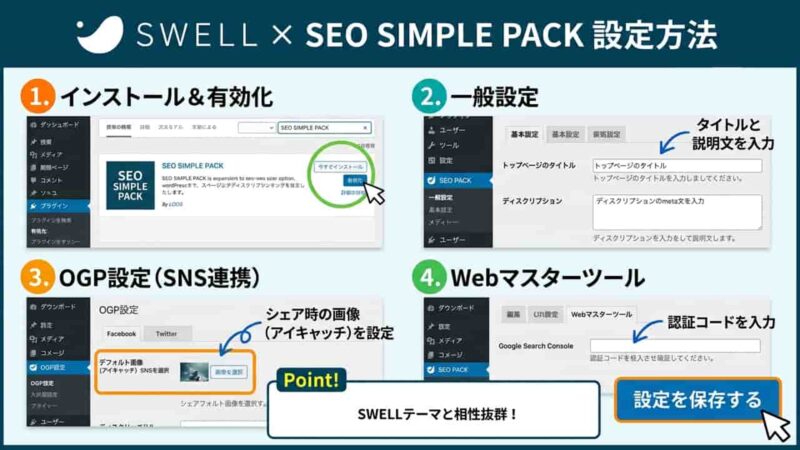 【SWELL】SEO SIMPLE PACKの設定方法｜初心者向けに初期設定を解説